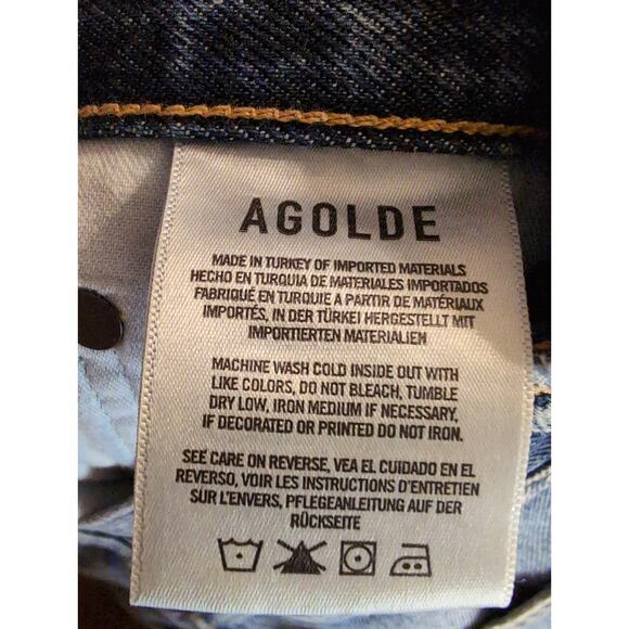 AGOLDE jeans LA Quinn high rise frayed distressed denim mini skirt 27 - Picture 7 of 9